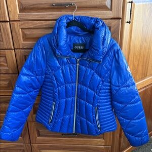 GUESS Women's Vibrant Blue Quilted Puffer Jacket